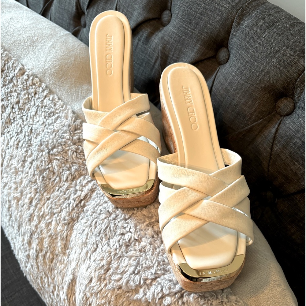 NWOB Jimmy Choo Maribou 110 wedge sandals